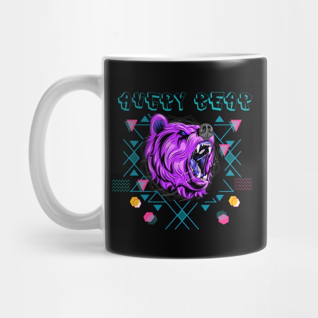 Angry Bear Retro Vintage Style by JeffDesign